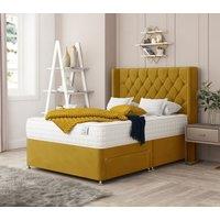 Bed Choices Deluxe Upholstered Divan Bed With 2 drawers, Mattress & 54 Floor Standing Headboard in Mustard | Size: Single