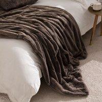 Paoletti Empress Faux Fur Throw in Taupe | Size: 130 cm x 180 cm