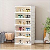 Living and Home 6-Tier Foldable Storage Cabinet Shoes Organizer with Doors in White