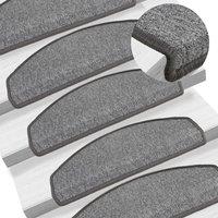 Berkfield Home Carpet Stair Treads 15 pcs Dark Grey 65x24x4 cm | Size: Medium