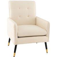 Costway Upholstered Sofa Chair Modern Accent Armchair Leisure Lounge Chair in Beige