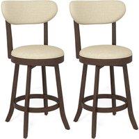 Costway 64CM Counter Height Chairs Set of 2 Swivel High Stool in Beige