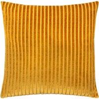 Paoletti Savoy Stripe Velvet Cushion in Gold | Size: 50 cm x 50 cm