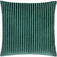 Paoletti Savoy Stripe Velvet Cushion in Teal | Size: 50 cm x 50 cm