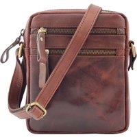 House of Leather Men's Mens Real Leather Cross Body Bag Small Size Travel Pouch Belgrade Black in Brown