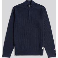 U.S. POLO ASSN. Men's Check Texture Knit Funnel in Dark Navy | Size: Small