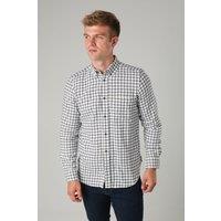 French Connection Men's Cotton Check Flannel Long Sleeve Shirt in Ecru | Size: Large