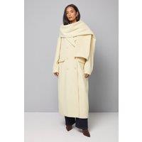 Wallis Women's Double Breasted Twill Scarf Detail Coat in Yellow | Size: 16