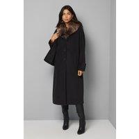 Wallis Women's Faux Fur Collar Tab Cuff Coat in Black | Size: 16