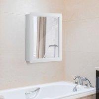 Gymax Bathroom Mirror Cabinet Wall Mounted Storage Cabinet With Shelves in White