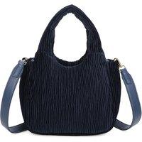 Fontanella Fashion Women's Cordella Small Pleated Velvet Quilted Top Handle HandBag in Navy