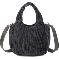 Fontanella Fashion Women's Cordella Small Pleated Velvet Quilted Top Handle HandBag in Dark Grey