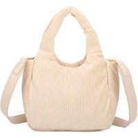 Fontanella Fashion Women's Cordella Small Pleated Velvet Quilted Top Handle HandBag in Cream