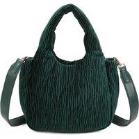 Fontanella Fashion Women's Cordella Small Pleated Velvet Quilted Top Handle HandBag in Emerald