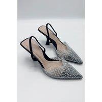 Miss Diva Women's Juliana Pointed Toe Pearl Embellished Court Shoes in Black | Size: 4