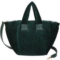 Fontanella Fashion Women's Crinkle Luxe Large Pleated Velvet Quilted Top Handle Tote Bag in Emerald