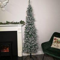 Samuel Alexander 6.5ft (2m) Premier Snow Flocked PVC Spruce Pine Slim Christmas Tree in Green