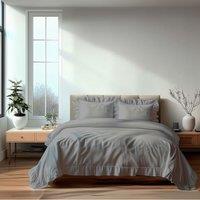 Snug City Duvet Cover & Pillowcase Set Trendy Polycotton Frilled Design Linen in Silver | Size: Single