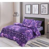 Snug City Duvet Cover & Pillowcase Set Love Heart Design Polycotton Bed Linen in Purple | Size: Super King