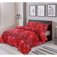 Snug City Duvet Cover & Pillowcase Set Love Heart Design Polycotton Bed Linen in Red | Size: Single