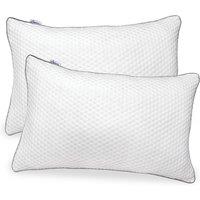Aamira Premium Orthopaedic Shredded Memory Foam Bed Pillow 70x45cm 2 Pack, Neck Back & Side Support, Bamboo Washable Cover in White | Size: 70x45 cm