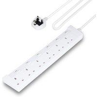 Geepas 6 Gang Extension Lead, 2M Cable with Individual Switches in White