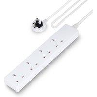 Geepas 4 Gang Extension Lead, 2M Cable Wall Mountable & Multi Socket Mains in White