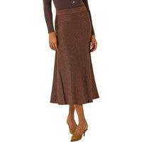 Roman Women's Shimmer Knit Midi Skirt in Dark Brown | Size: 12
