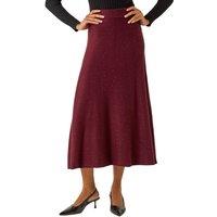 Roman Women's Shimmer Knit Midi Skirt in Dark Red | Size: 12