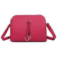 Fontanella Fashion Women's Metz Twin Rings Charm Three Zipped Sections PU Leather Crossbody Bag in Cerise