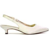 XY London Women's 'Avalone' Pointed Toe Sling Back Kitten Heel Sandals in Ivory | Size: 8
