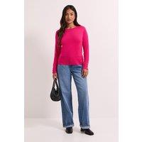 Dorothy Perkins Women's Petite Pink Crew Neck Button Cuff Jumper | Size: Large