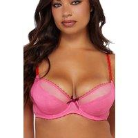 Playful Promises Women's Grace Pink Supportive Net 'Plunge Bra' | Size: 38E