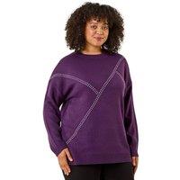 Roman Women's Curve Hotfix Knit Jumper in Plum | Size: 20