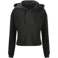 AWDis Women's Girlie Cropped Hoodie in Black | Size: 14
