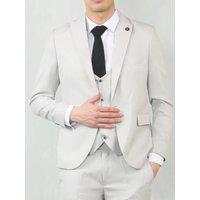 TruClothing Men's 3 Piece Suit Tailored Fit Wedding Prom Formal Textured in Stone | Size: 42R