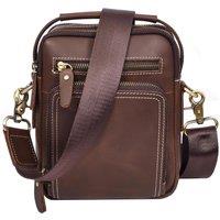 House of Leather Men's Mens Real Leather Cross Body Bag Small Organiser Casual Pouch Jett Tan Hunter in Dark Brown