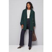 Wallis Women's Mid Length Double Breasted Coat in Dark Green | Size: 18