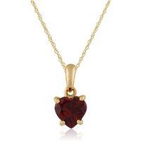 Gemondo Women's Classic Heart Garnet Pendant in 9ct Yellow Gold in Red | Size: 18 inches