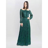 Gina Bacconi Women's Sylvia Metallic Off-The Shoulder Dress in Green | Size: Large