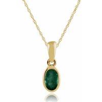 Gemondo Women's Classic Oval Emerald Pendant in 9ct Yellow Gold in Green | Size: 18 inches