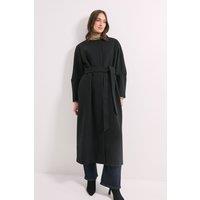 Wallis Women's Principles by Collarless Belted Maxi Coat in Black | Size: 14