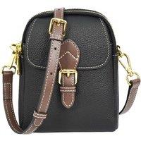 House of Leather Women's Womens Real Leather Cross Body Bag Small Size Sling Pouch Elizabeth Black