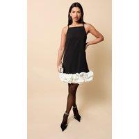 Little Mistress Women's Black & Cream Contrast Hem Mini Dress | Size: 10