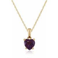 Gemondo Women's Classic Heart Amethyst Pendant in 9ct Yellow Gold in Purple | Size: 18 inches
