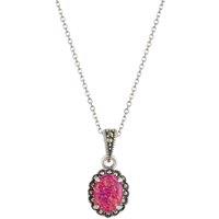 Spero London Women's Oval Red Opal High Quality Sterling Silver Pendant Necklace | Size: 18 inches