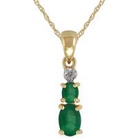 Gemondo Women's Classic Oval Emerald & Diamond Pendant in 9ct Yellow Gold in Green | Size: 18 inches
