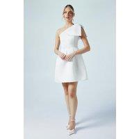 Coast Women's One Shoulder Statement Bow Bridal Mini Dress in Ivory | Size: 14