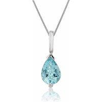 Gemondo Women's Classic Pear Aquamarine Pendant in 9ct White Gold in Blue | Size: 18 inches