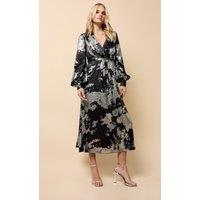 Little Mistress Women's Black Silver Foil Midaxi Dress | Size: 10
